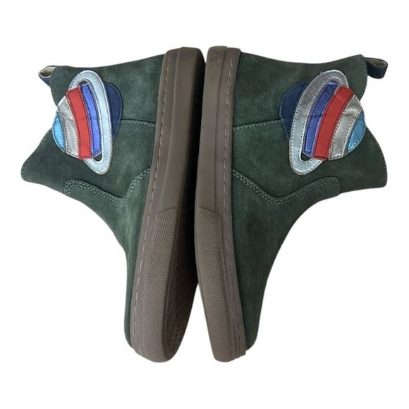 Mini Boden Kids Unisex Bootie Size 34(2.5 US) Green Suede Planet Saturn Leather - Picture 5 of 12